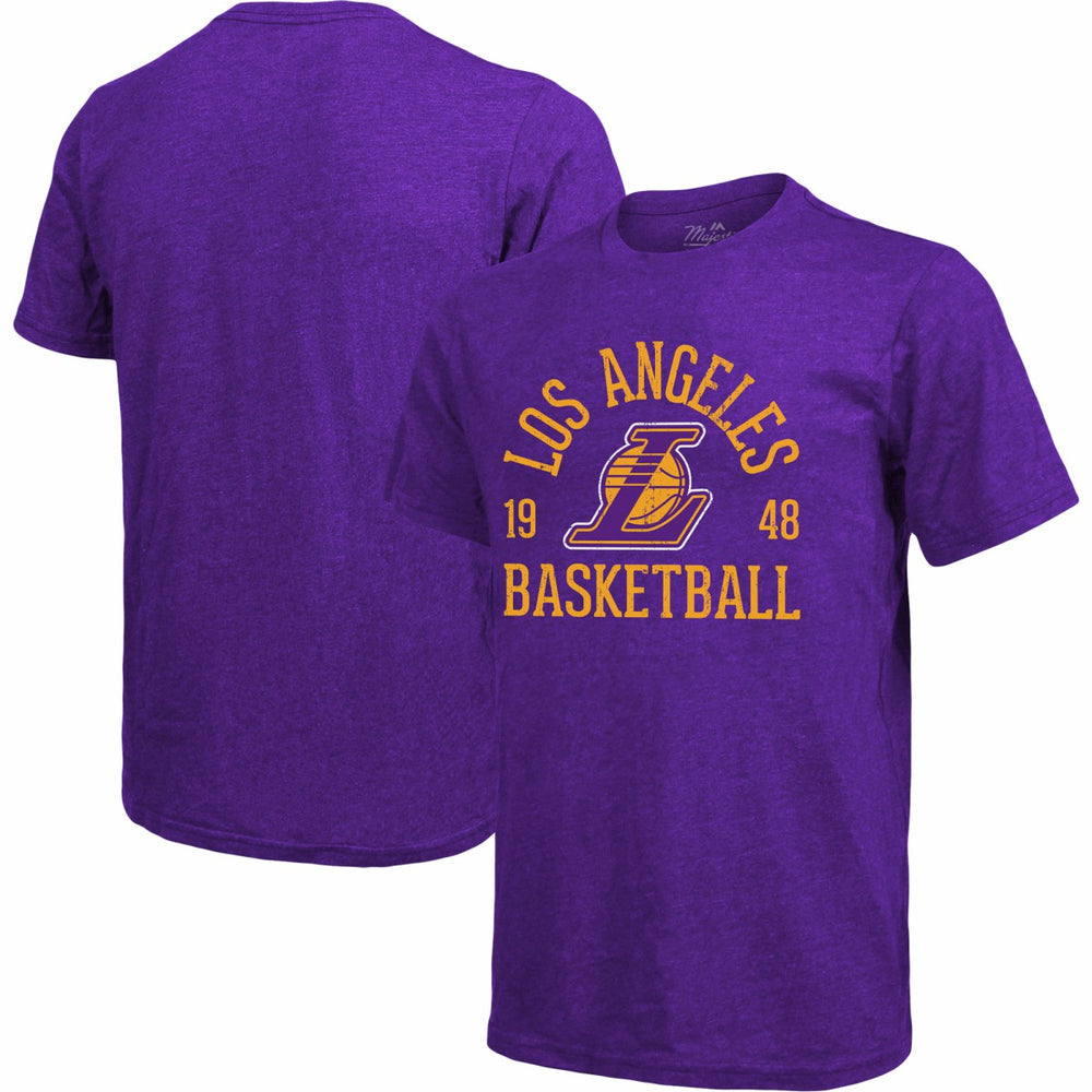 Heathered Purple Los Angeles Lakers Majestic Threads Ball Hog Logo Tri-Blend T-Shirt | NBA