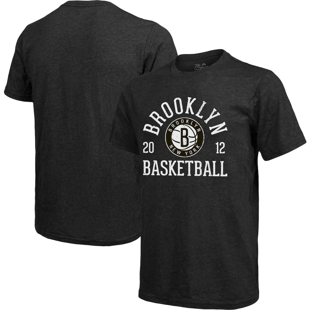 Heathered Black Brooklyn Nets Majestic Threads Ball Hog Tri-Blend T-Shirt | NBA