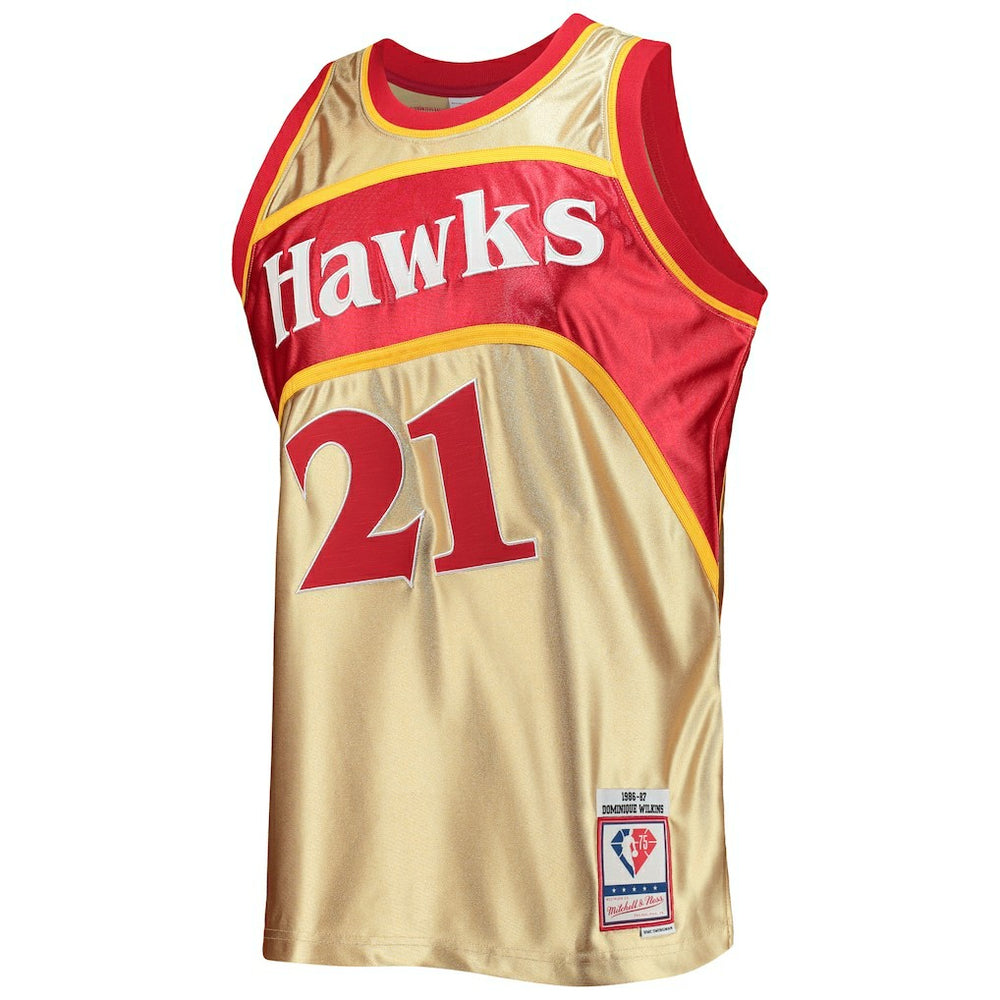 Gold Dominique Wilkins Atlanta Hawks 75th Anniversary 1986/87 Hardwood Classics Swingman Jersey | NBA