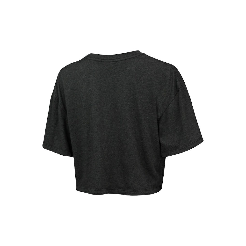 Charcoal Brooklyn Nets Majestic Threads Women's Bank Shot Cropped T-Shirt | NBA