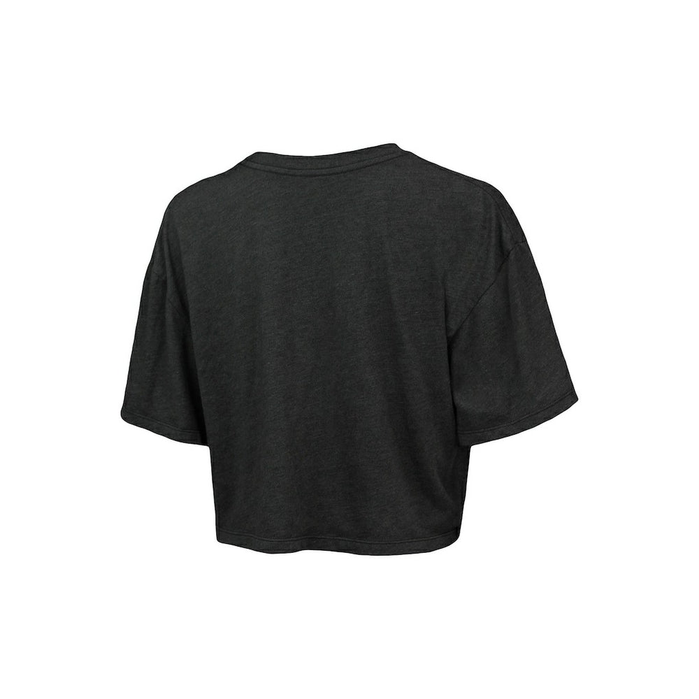 Charcoal Brooklyn Nets Majestic Threads Women's Bank Shot Cropped T-Shirt | NBA