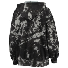 Black Philadelphia 76ers Majestic Threads Women's Burble Tie-Dye Tri-Blend Pullover Hoodie | NBA