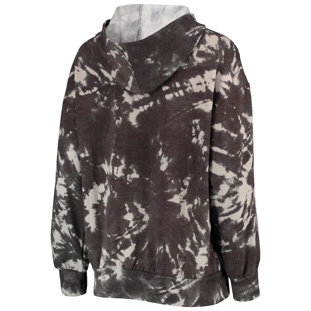 Black Golden State Warriors Majestic Threads Women's Burble Tie-Dye Tri-Blend Pullover Hoodie sale | NBA