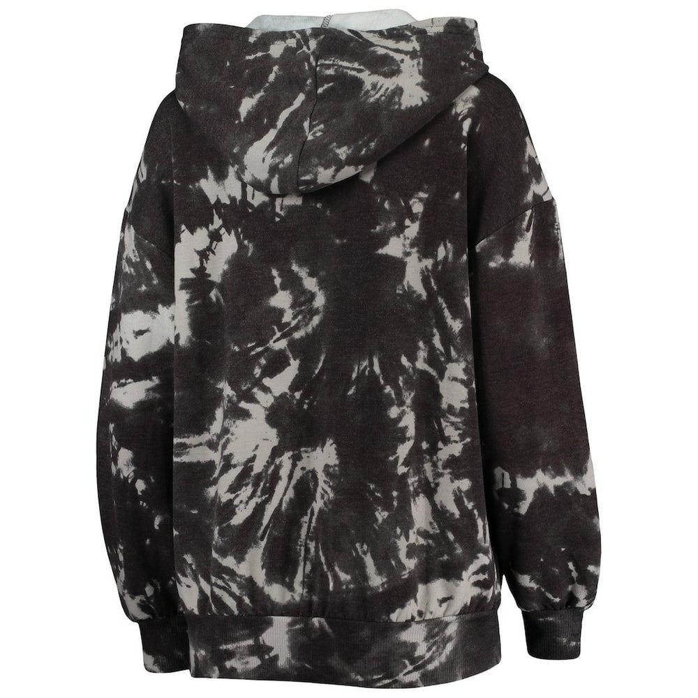 Black Brooklyn Nets Majestic Threads Women's Burble Tie-Dye Tri-Blend Pullover Hoodie | NBA