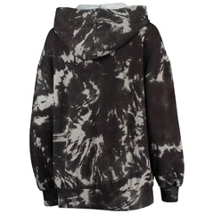 Black Brooklyn Nets Majestic Threads Women's Burble Tie-Dye Tri-Blend Pullover Hoodie | NBA