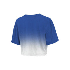 Royal/White Philadelphia 76ers Majestic Threads Women's Repeat Dip-Dye Cropped T-Shirt | NBA