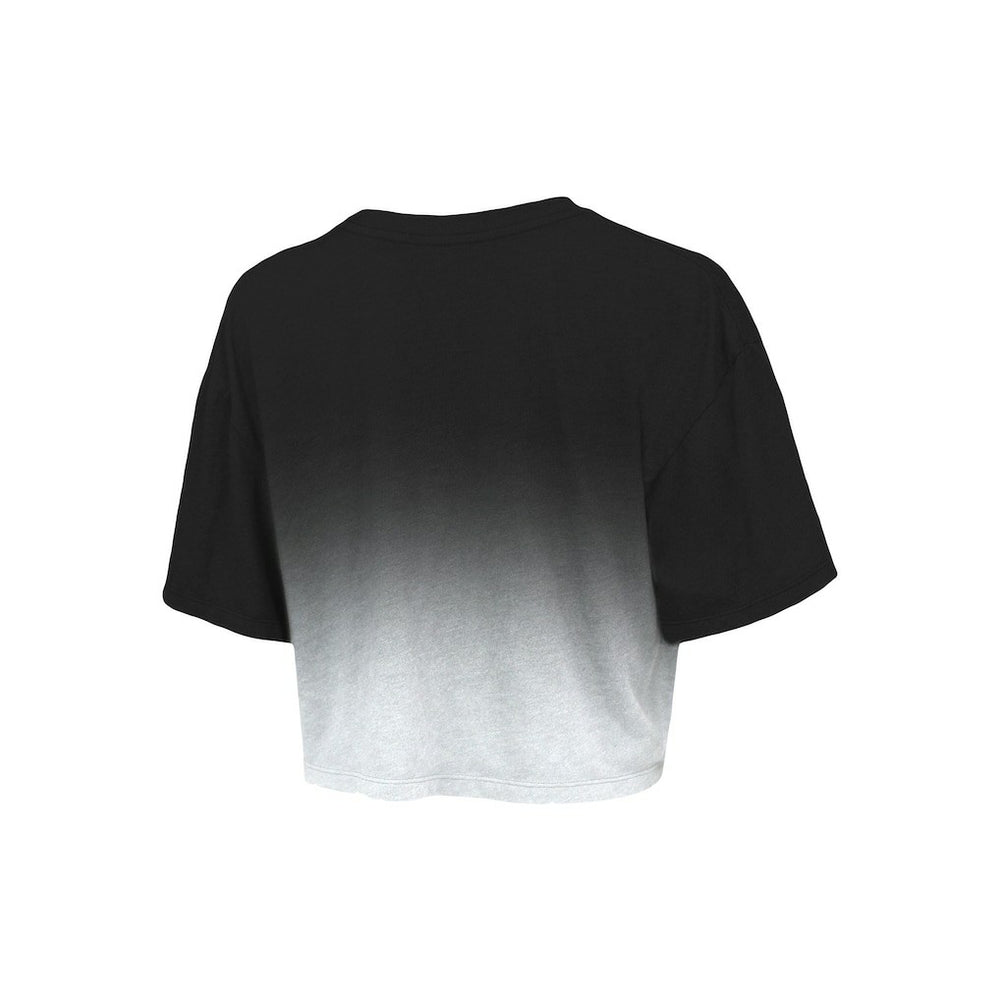 Black/White Brooklyn Nets Majestic Threads Women's Repeat Dip-Dye Cropped T-Shirt | NBA