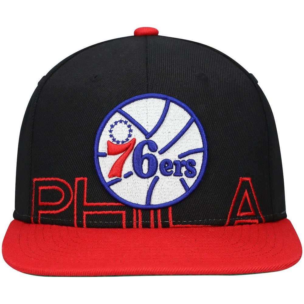 Black/Red Philadelphia 76ers Hardwood Classics Low Big Face Snapback Hat | NBA