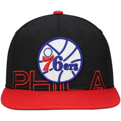 Black/Red Philadelphia 76ers Hardwood Classics Low Big Face Snapback Hat | NBA