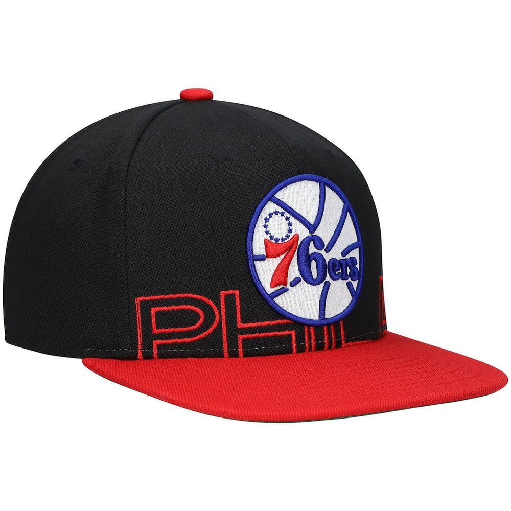 Black/Red Philadelphia 76ers Hardwood Classics Low Big Face Snapback Hat | NBA
