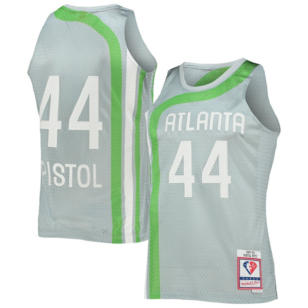 Silver Pete Maravich Atlanta Hawks 75th Anniversary 1971/72 Hardwood Classics Swingman Jersey | NBA