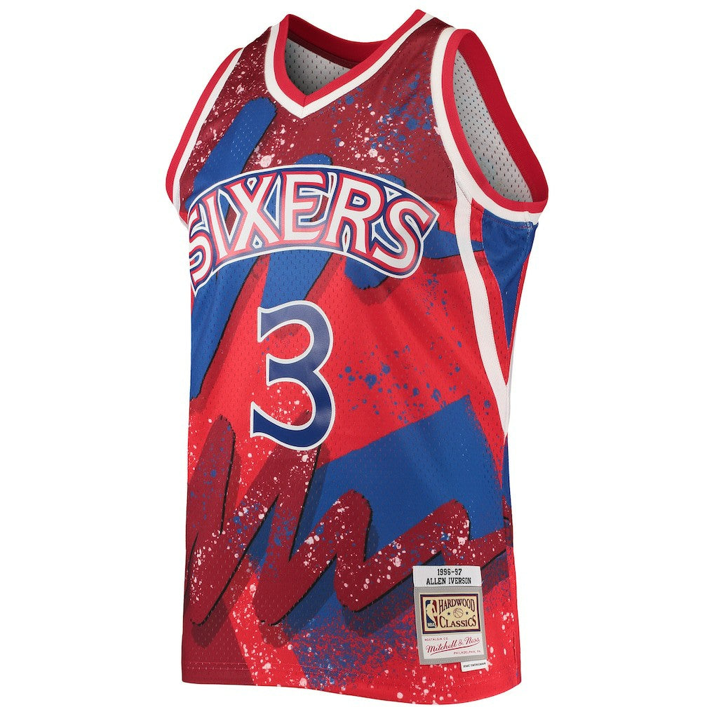 Red Allen Iverson Philadelphia 76ers Hardwood Classics 1996/97 Hyper Hoops Swingman Jersey | NBA
