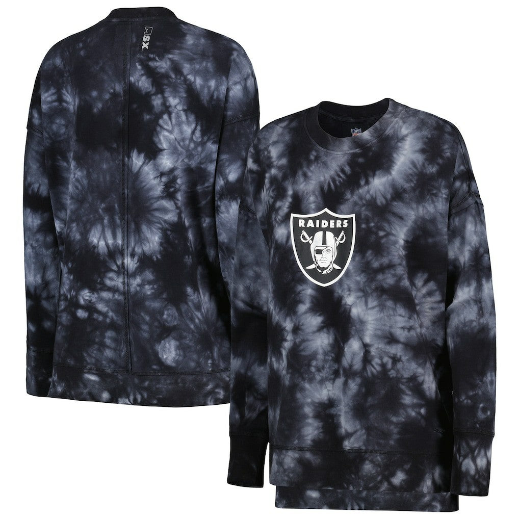 Las Vegas Raiders MSX by Michael Strahan Women's Bailey Tie-Dye Pullover Sweatshirt | NFL New