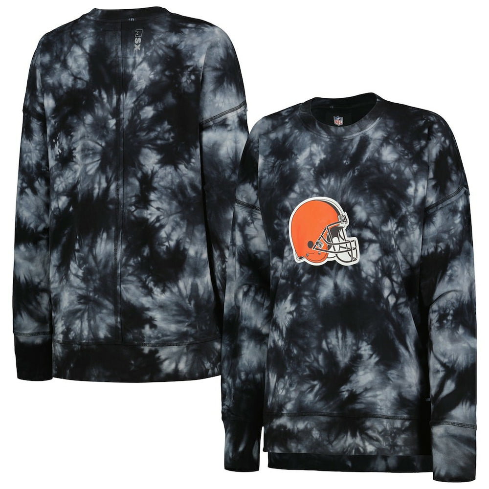 Cleveland Browns MSX by Michael Strahan Women's Bailey Tie-Dye Tri-Blend Pullover Sweatshirt | NFL Hot