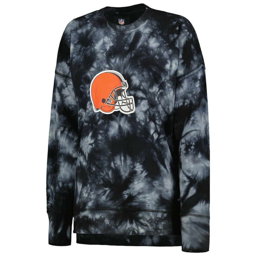 Cleveland Browns MSX by Michael Strahan Women's Bailey Tie-Dye Tri-Blend Pullover Sweatshirt | NFL Hot