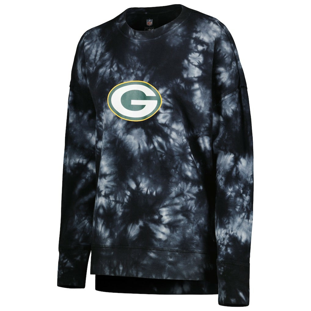 Green Bay Packers MSX by Michael Strahan Women's Bailey Tie-Dye Tri-Blend Pullover Sweatshirt | NFL Discount