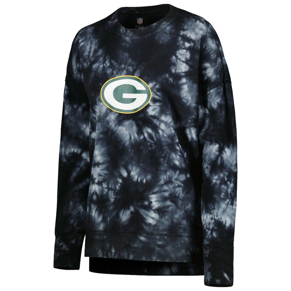 Green Bay Packers MSX by Michael Strahan Women's Bailey Tie-Dye Tri-Blend Pullover Sweatshirt | NFL Discount