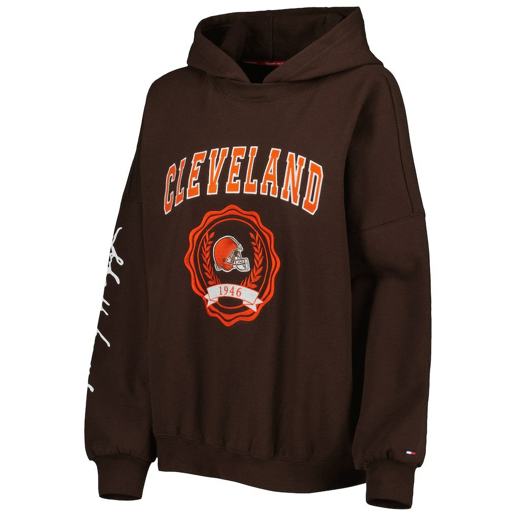 Cleveland Browns Tommy Hilfiger Women's Becca Drop Shoulder Pullover Hoodie | NFL Discount