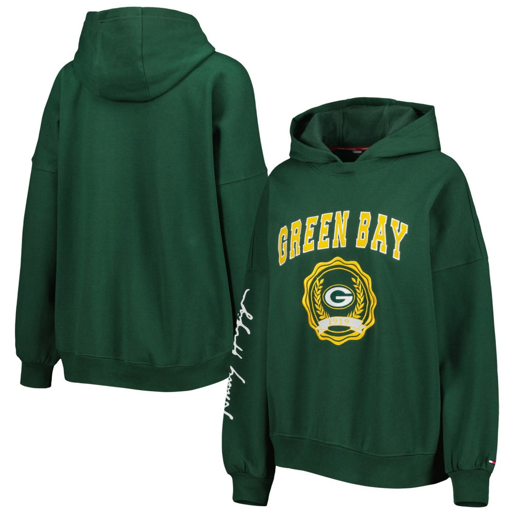 Green Bay Packers Tommy Hilfiger Women's Becca Drop Shoulder Pullover Hoodie | NFL Hot