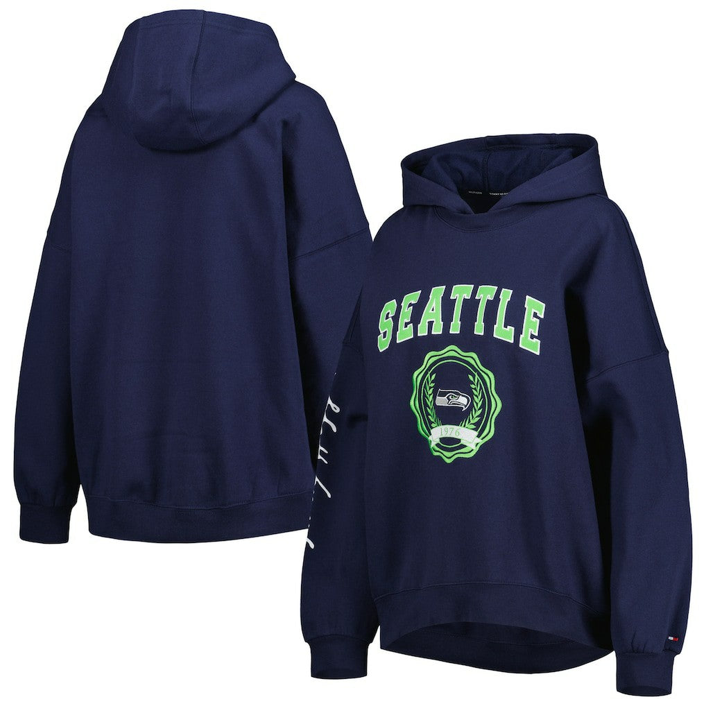 Seattle Seahawks Tommy Hilfiger Women's Becca Drop Shoulder Pullover Hoodie | NFL On sale