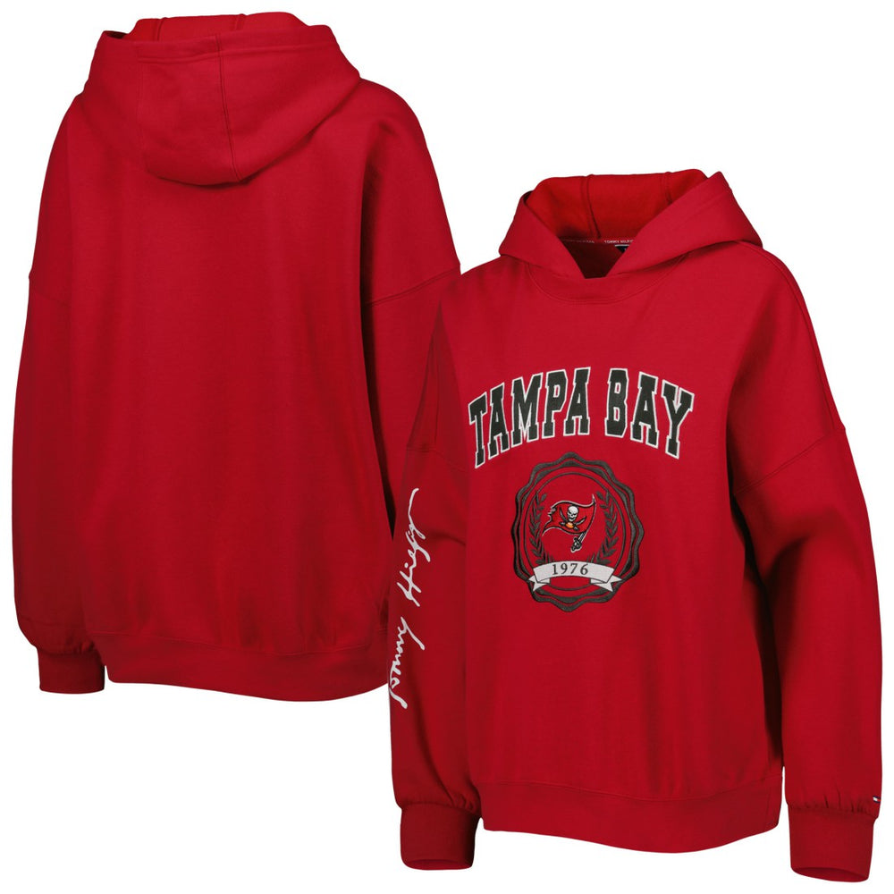 Tampa Bay Buccaneers Tommy Hilfiger Women's Becca Drop Shoulder Pullover Hoodie | NFL Online