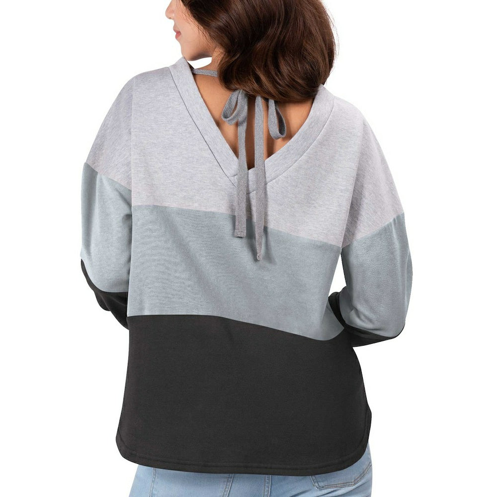 Las Vegas Raiders Touch Women's Outfield Deep V-Back Waist Length Pullover Sweatshirt | NFL New