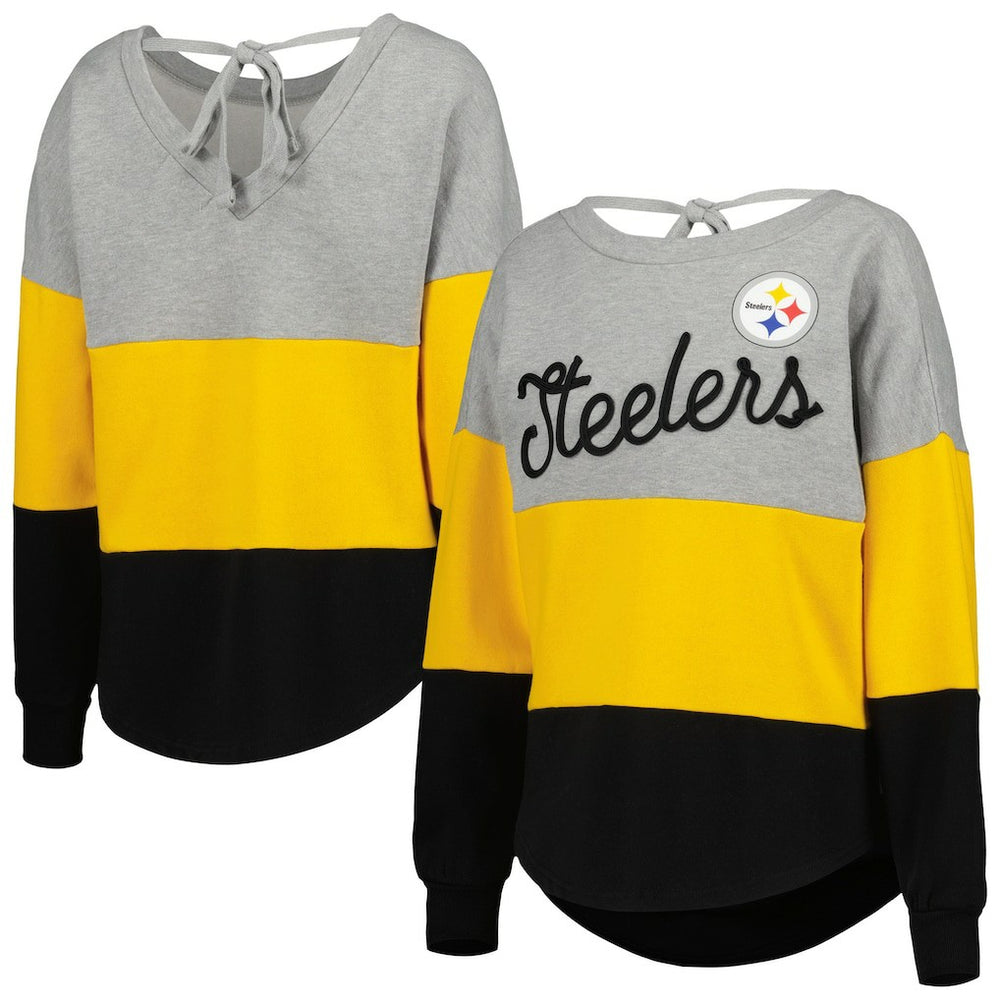 Pittsburgh Steelers Touch Women's Outfield Deep V-Back Waist Length Pullover Sweatshirt | NFL Online