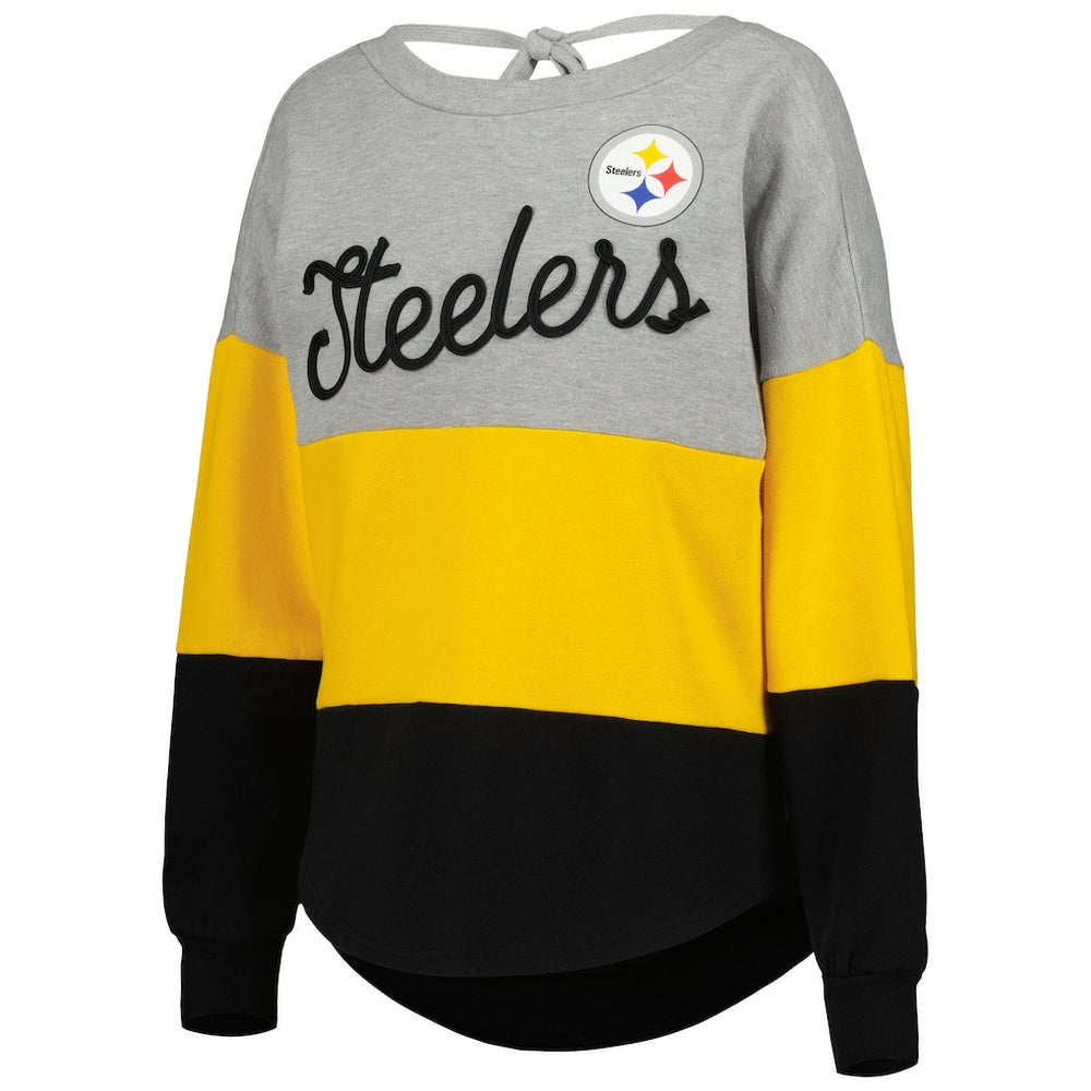 Pittsburgh Steelers Touch Women's Outfield Deep V-Back Waist Length Pullover Sweatshirt | NFL Online