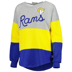 Los Angeles Rams Touch Women's Outfield Deep V-Back Waist Length Pullover Sweatshirt | NFL Hot
