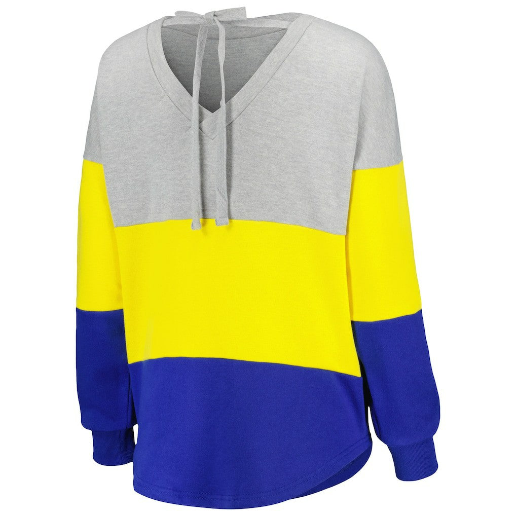 Los Angeles Rams Touch Women's Outfield Deep V-Back Waist Length Pullover Sweatshirt | NFL Hot