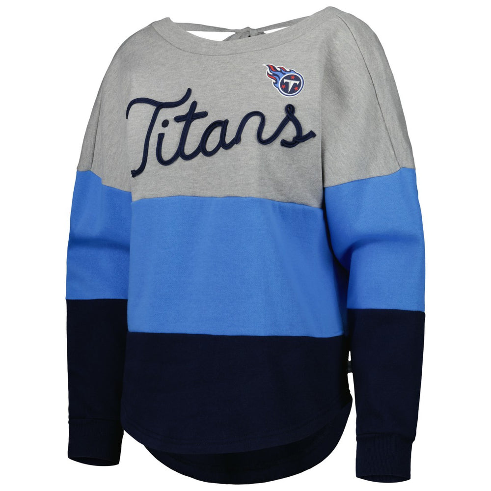 Tennessee Titans Touch Women's Outfield Deep V-Back Waist Length Pullover Sweatshirt | NFL Hot