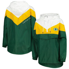 Green Bay Packers Tommy Hilfiger Women's Staci Half-Zip Hoodie Windbreaker Jacket | NFL New
