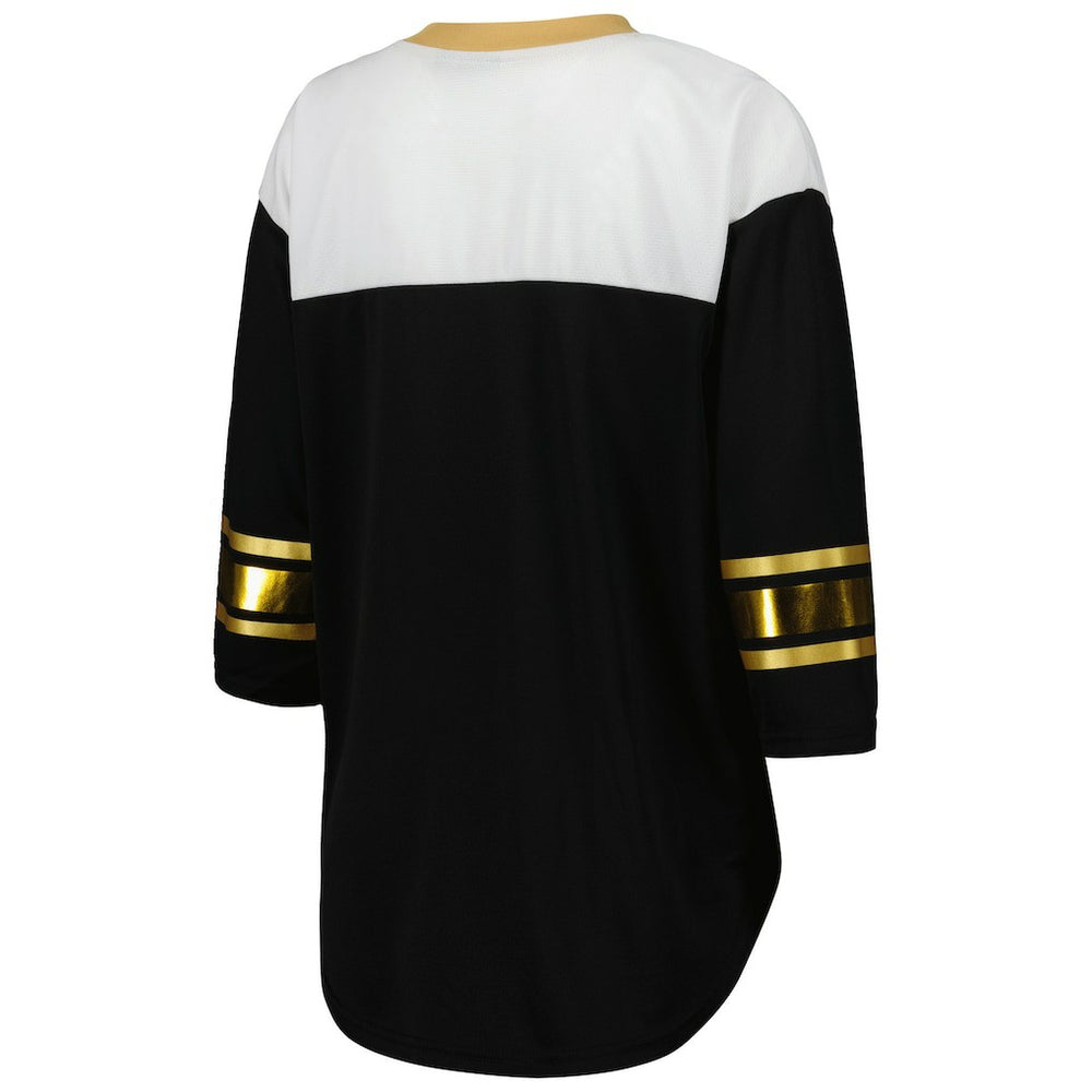 New Orleans Saints G-III 4Her by Carl Banks Women's Double Team 3/4-Sleeve Lace-Up T-Shirt | NFL New