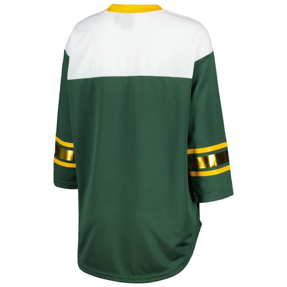 Green Bay Packers G-III 4Her by Carl Banks Women's Double Team 3/4-Sleeve Lace-Up T-Shirt | NFL Sale