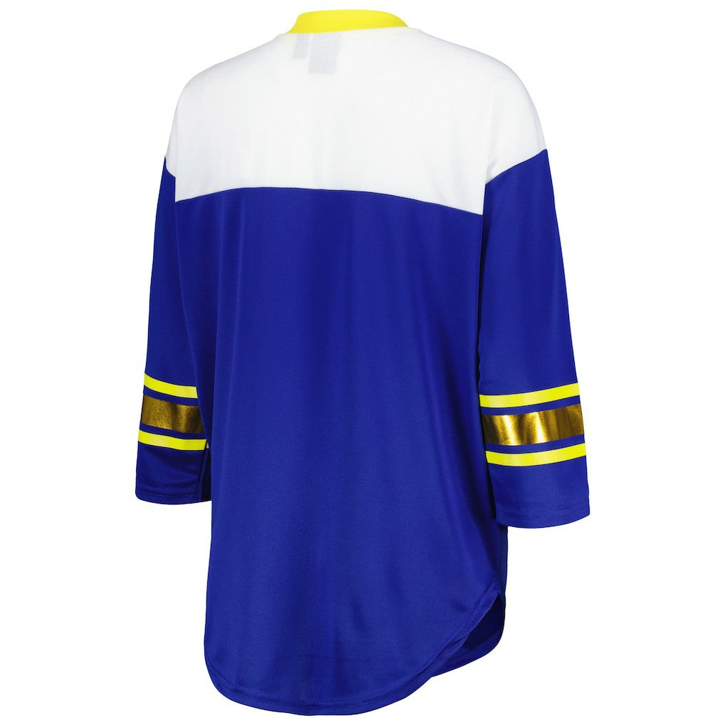 Los Angeles Rams G-III 4Her by Carl Banks Women's Double Team 3/4-Sleeve Lace-Up T-Shirt | NFL Sale