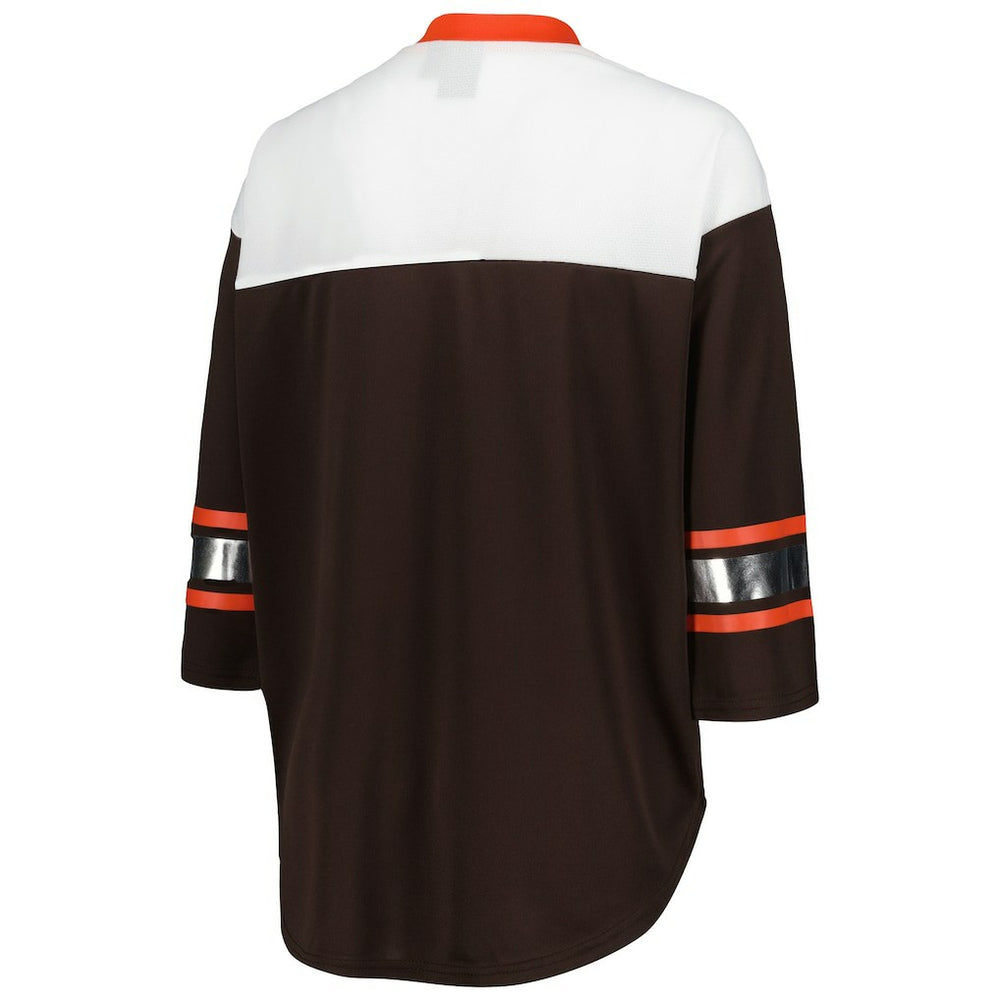 Cleveland Browns G-III 4Her by Carl Banks Women's Double Team 3/4-Sleeve Lace-Up T-Shirt | NFL Outlet