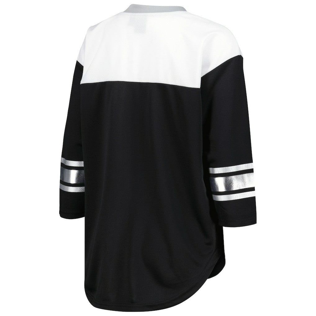 Las Vegas Raiders G-III 4Her by Carl Banks Women's Double Team 3/4-Sleeve Lace-Up T-Shirt | NFL New