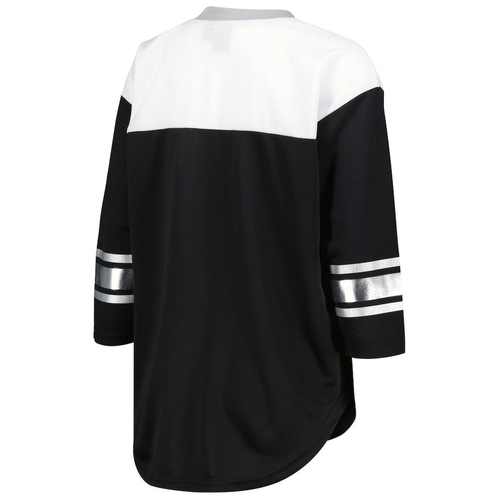 Las Vegas Raiders G-III 4Her by Carl Banks Women's Double Team 3/4-Sleeve Lace-Up T-Shirt | NFL New
