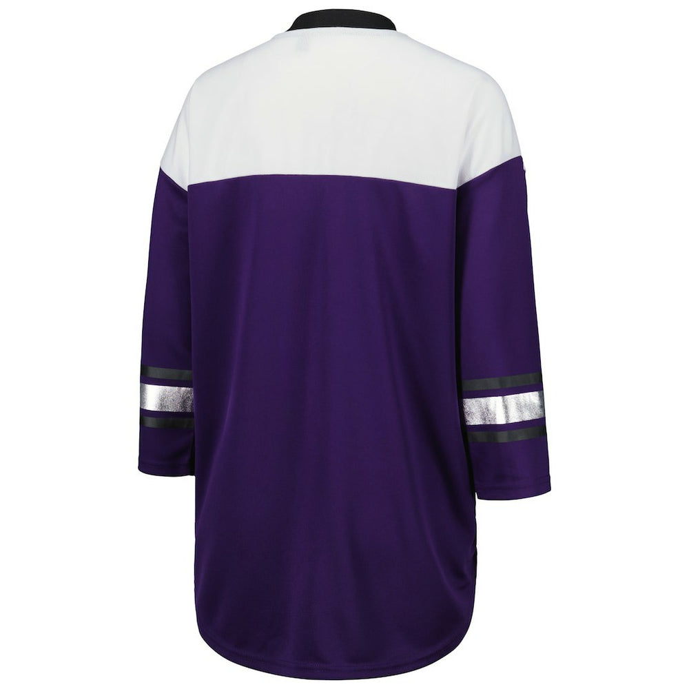 Baltimore Ravens G-III 4Her by Carl Banks Women's Double Team 3/4-Sleeve Lace-Up T-Shirt | NFL US