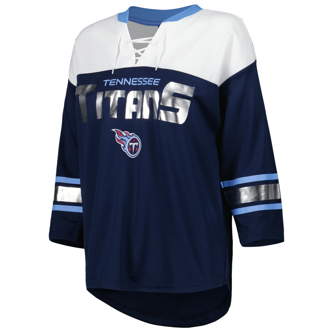 Tennessee Titans G-III 4Her by Carl Banks Women's Double Team 3/4-Sleeve Lace-Up T-Shirt | NFL Sale