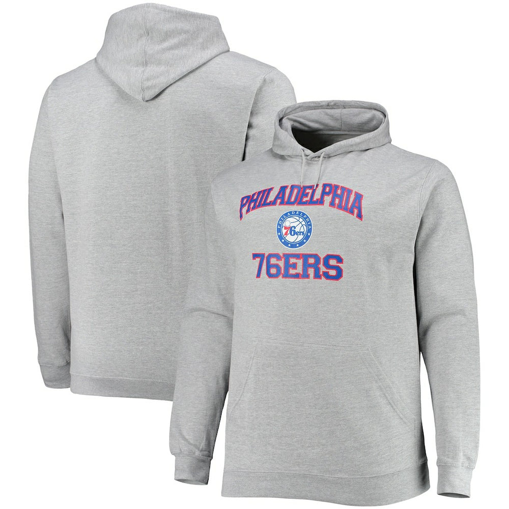 Heathered Gray Philadelphia 76ers Big & Tall Heart & Soul Pullover Hoodie | NBA