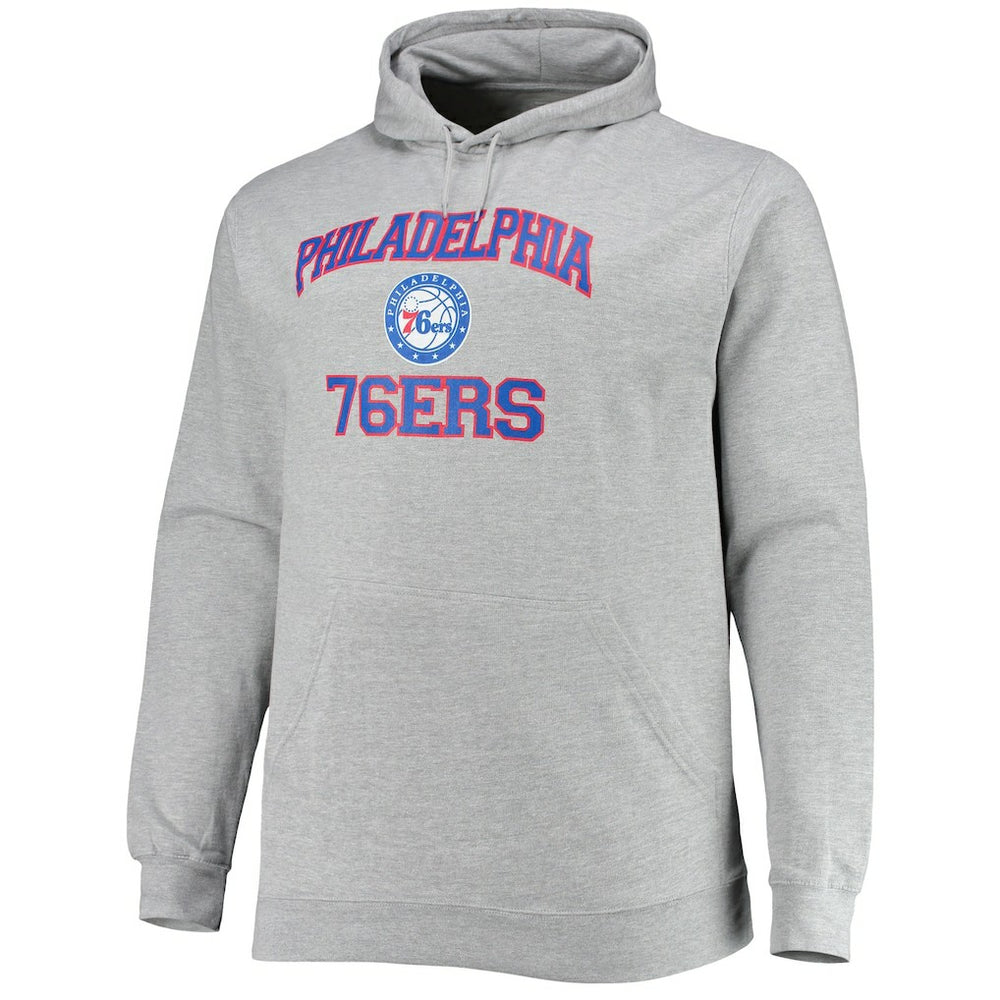 Heathered Gray Philadelphia 76ers Big & Tall Heart & Soul Pullover Hoodie | NBA
