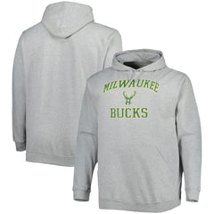 Heathered Gray Milwaukee Bucks Big & Tall Heart & Soul Pullover Hoodie | NBA