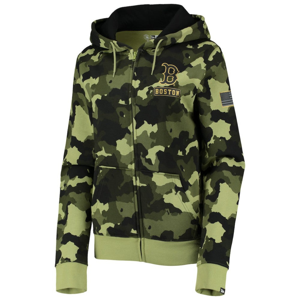 Boston Red Sox New Era Women's 2022 MLB Armed Forces Day Camo Full-Zip Hoodie - MLB Hoodies
