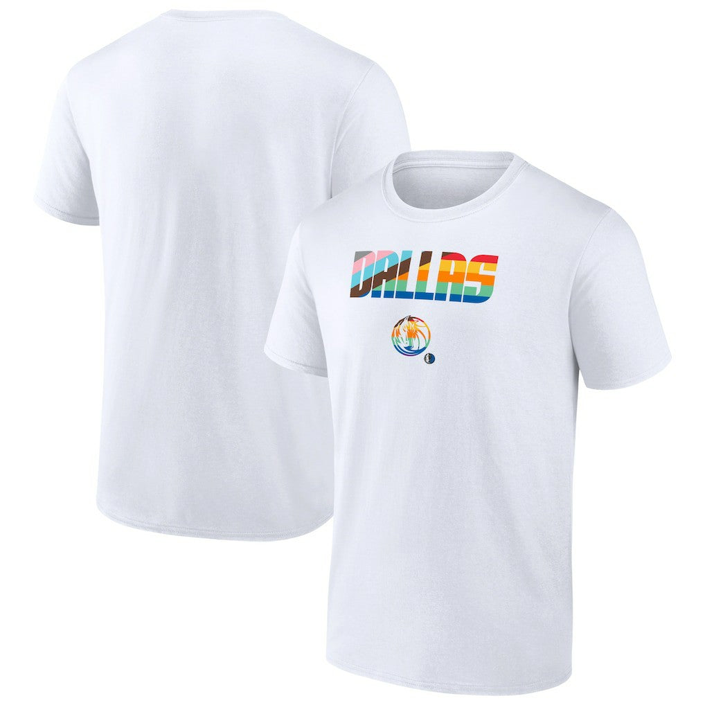 White Dallas Mavericks Pride T-Shirt sale | NBA