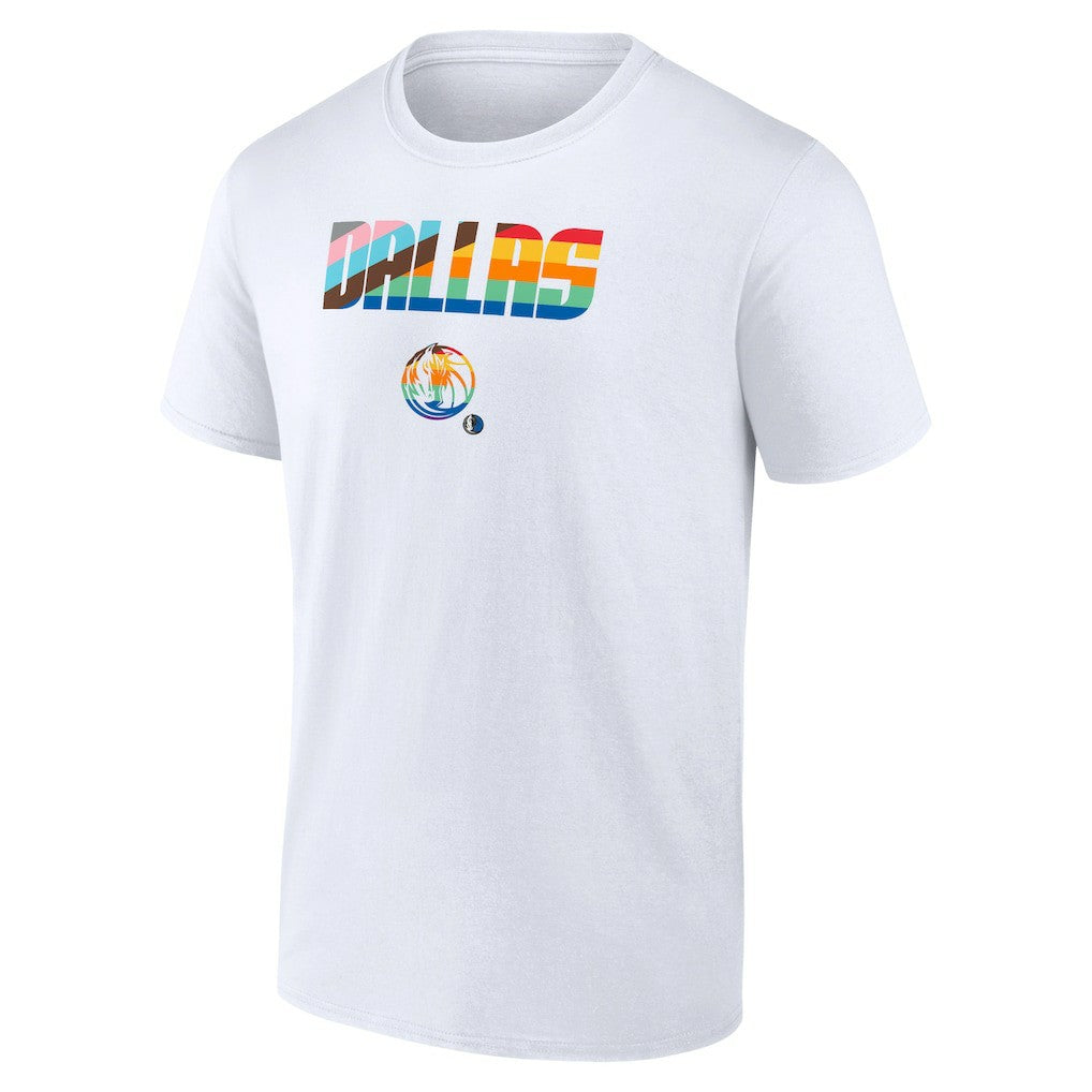 White Dallas Mavericks Pride T-Shirt sale | NBA