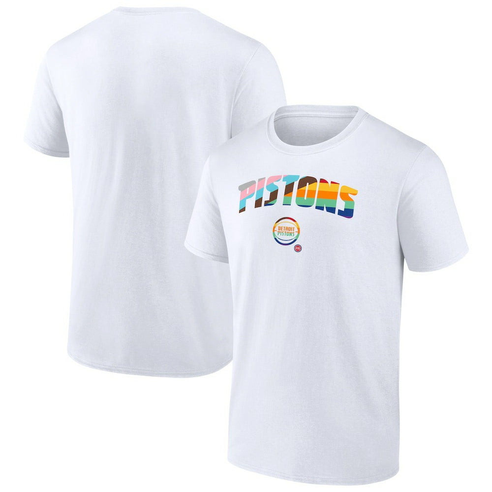 White Detroit Pistons Pride T-Shirt sale | NBA