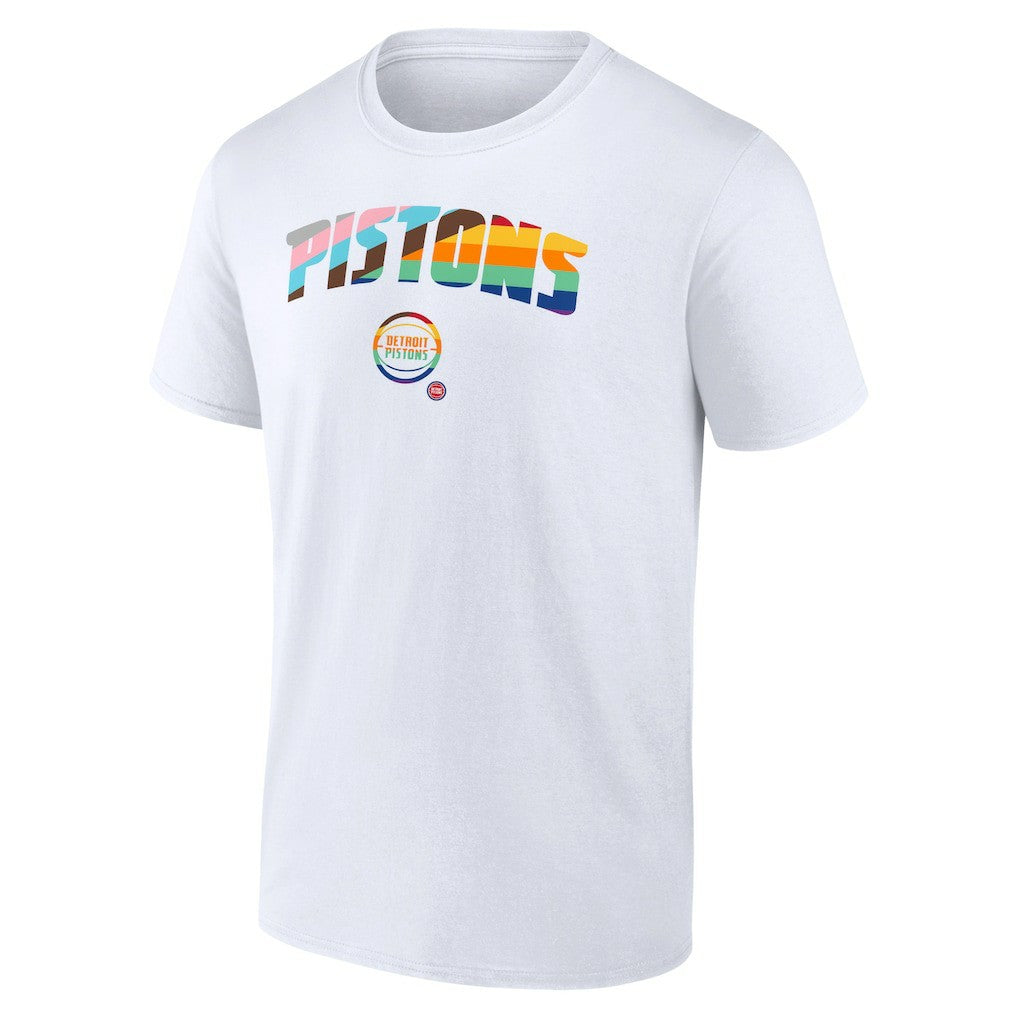 White Detroit Pistons Pride T-Shirt sale | NBA