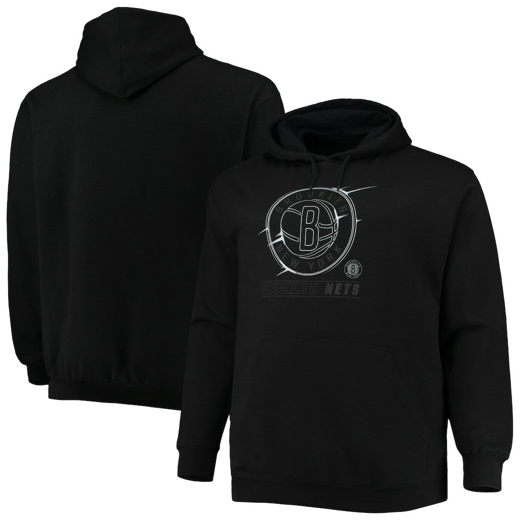Black Brooklyn Nets Big & Tall Pop Pullover Hoodie | NBA