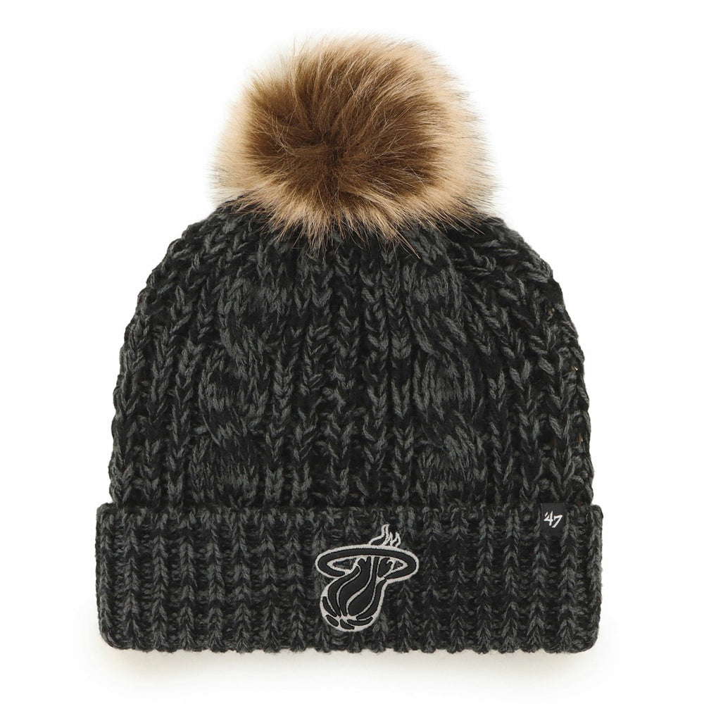 Black Miami Heat '47 Women's Meeko Cuffed Knit Hat with Pom | NBA